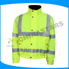 EN471 Estrada Amarelo Segurança Refletora Winter Jacket Desmontável Mangas